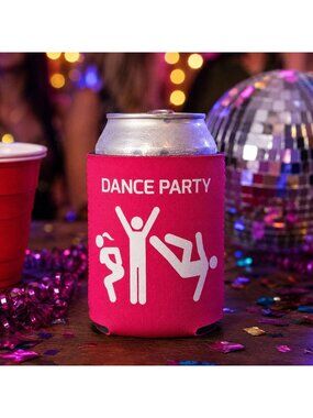 Bonny Can Bottle Coozie Vintage Style Pink Novelty Dance Party Funny Gift New